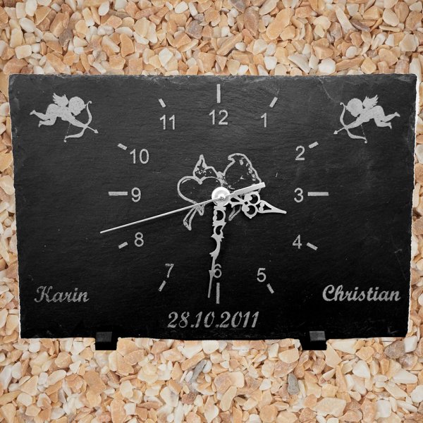 Personalisiert Schieferplatte mit Uhr